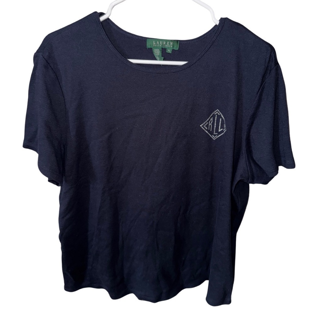 Lauren Ralph Lauren TShirt Size XL Navy Short Sleeve with Gem Logo